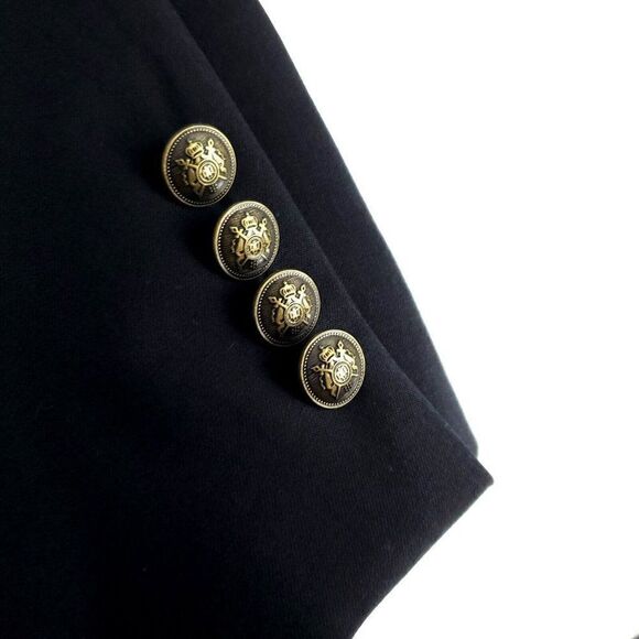 Paul Fredrick Wool 2 Bronze Button Blazer 44L Black - Picture 4 of 11
